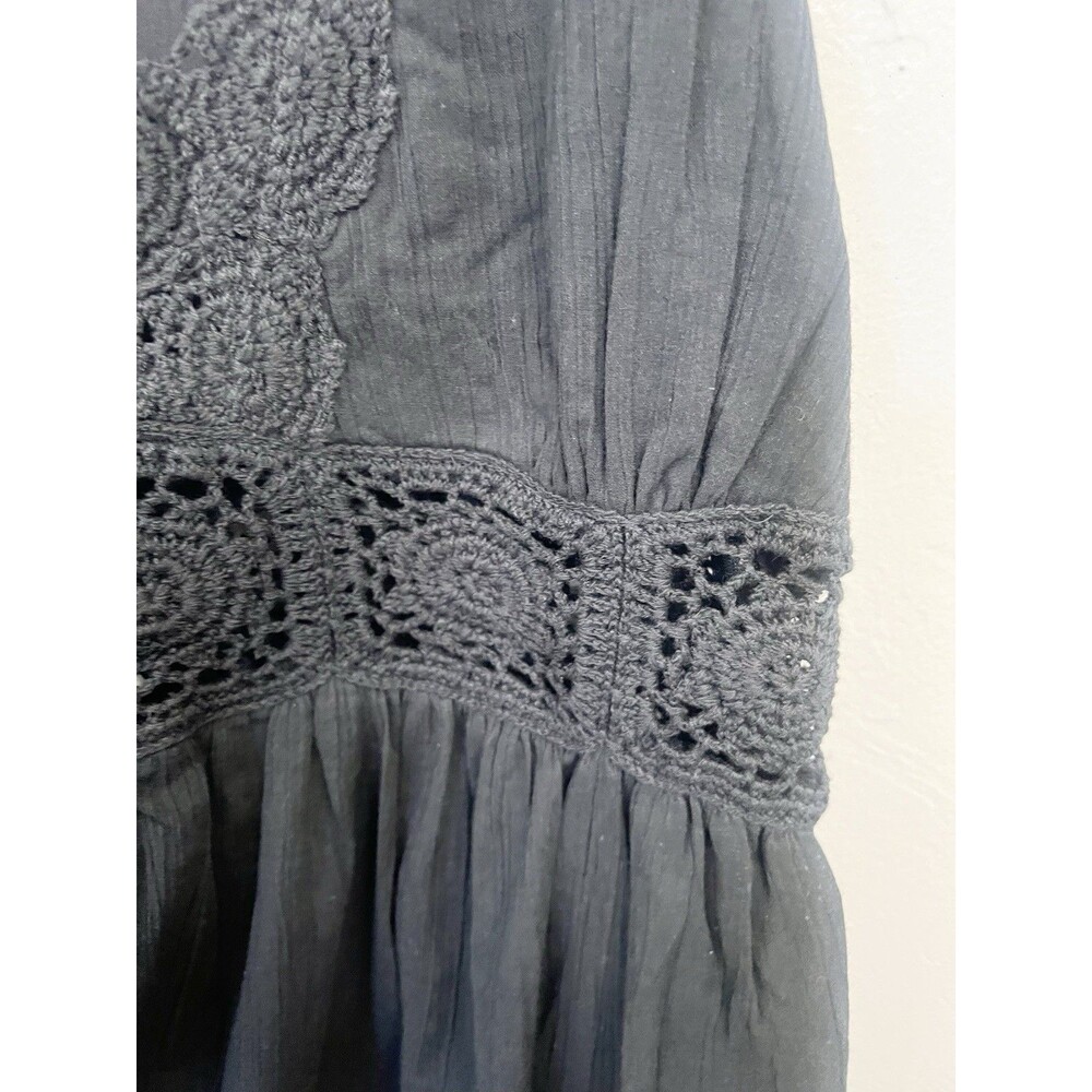 Boston Proper Black Crochet Maxi Dress Size 10 Gauzy Cotton New NWT Cover Up - Picture 6 of 9